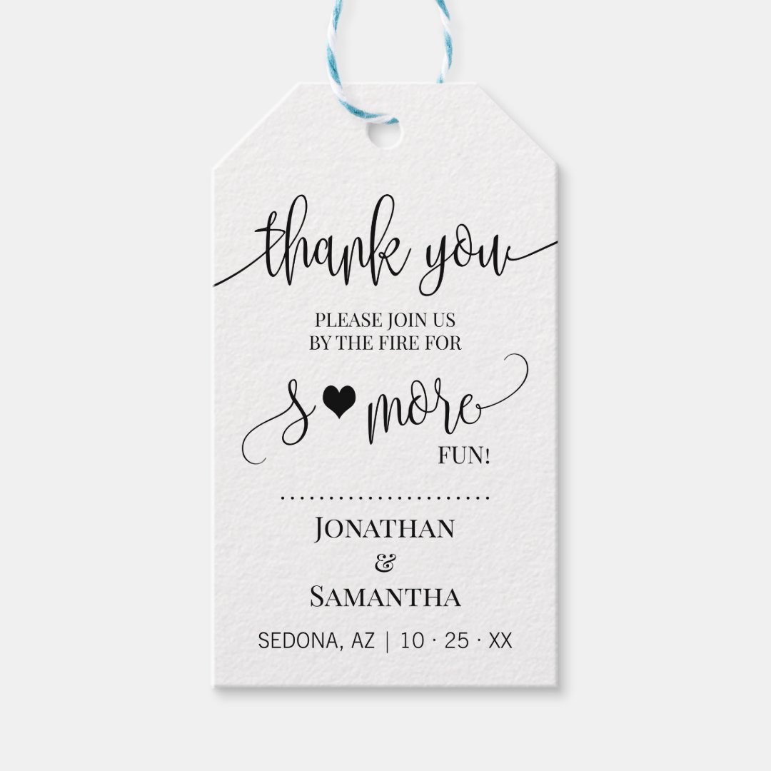 S'more Fun minimalist wedding favor Gift Tags Zazzle