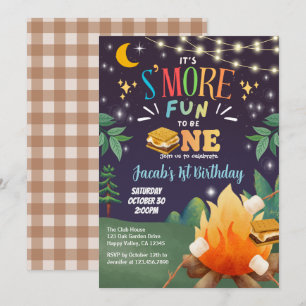 S'more fun to be ONE Bonfire 1st Birthday Party Invitation