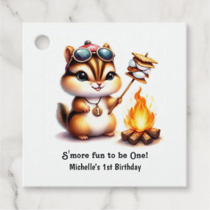 S'more Fun to Be One Chipmunk Camping 1st Birthday Favor Tags