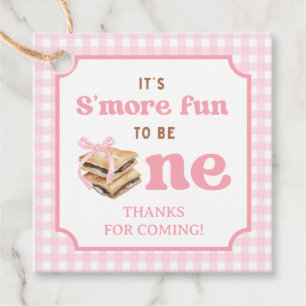 Smore Fun To Be One Girl 1st Birthday Party Favor Tags