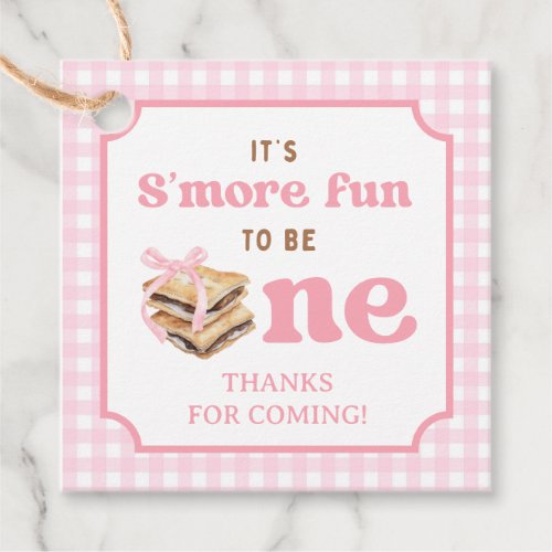 Smore Fun To Be One Girl 1st Birthday Party Favor Tags