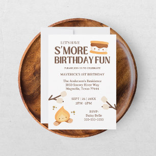 S'more Fun To Be One Kids Campfire 1st Birthday Invitation
