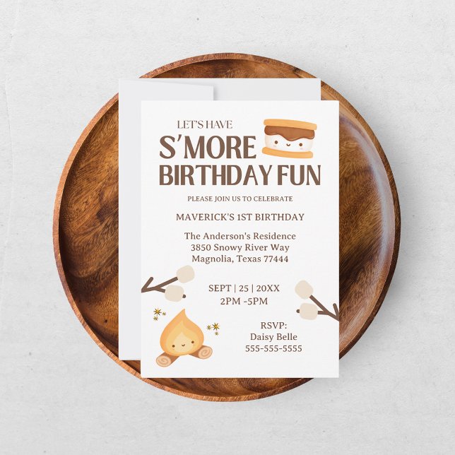 S'more Fun To Be One Kids Campfire 1st Birthday Invitation (Creator Uploaded)