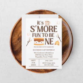 S'more Fun To Be One Kids Campfire 1st Birthday Invitation