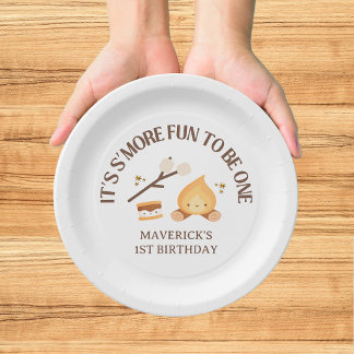 S'more Fun To Be One Kids Campfire 1st Birthday Paper Plates
