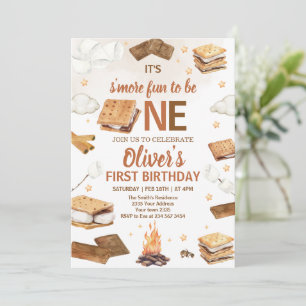 S'more Fun To Be One S'mores Campfire Birthday Invitation