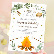 S'more Fun To Be One S'mores Campfire Birthday Invitation
