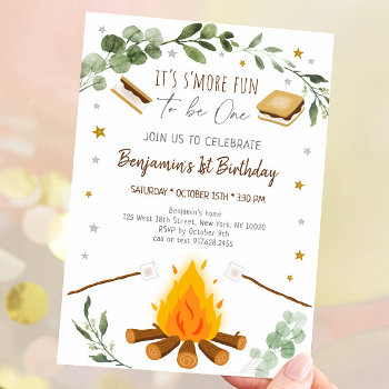 S'more Fun To Be One S'mores Campfire Birthday Invitation by LittlePrintsParties at Zazzle