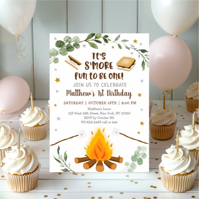 S'more Fun To Be One S'mores Campfire Birthday Invitation (Creator Uploaded)