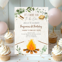 S'more Fun To Be One S'mores Campfire Birthday Invitation