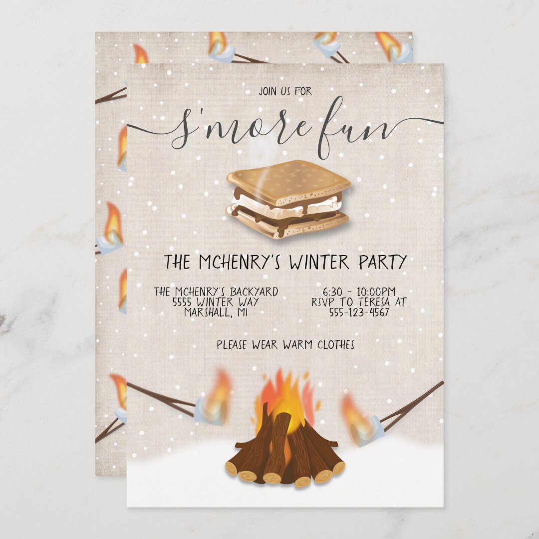 S'more fun Winter Holiday Party Invitation | Zazzle