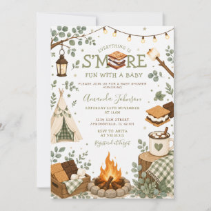 Smore Fun With A Baby Boy Sage Green Baby Shower Invitation