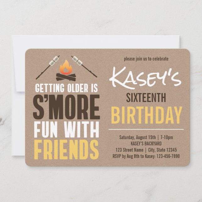 S'more Fun With Friends Bonfire Birthday Party Invitation (Front)