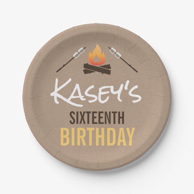 S'more Fun With Friends Bonfire Birthday Party Paper Plates (Front)