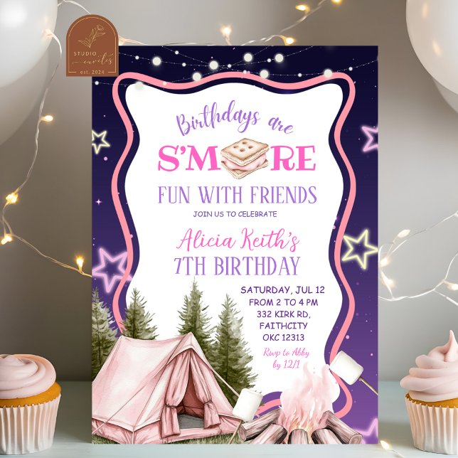 Smore Fun With Friends Girl Pink  Invitation (Creator Uploaded)