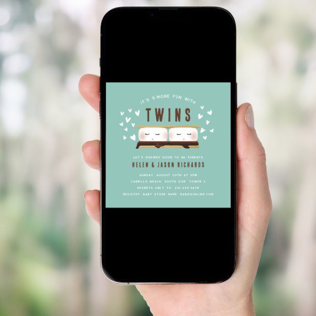 S'more fun with Twins Baby Shower Invitation (Front Digital)