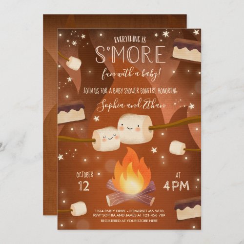 Smore Gender Neutral Bonfire Baby Shower Invitation