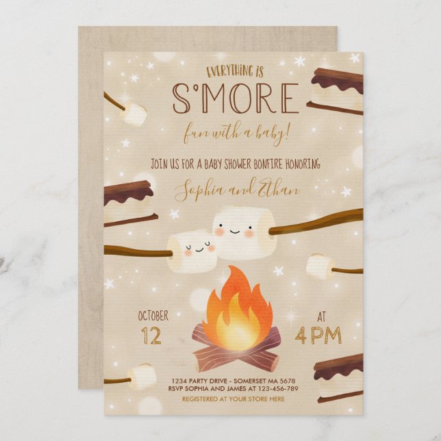 S'more Gender Neutral Bonfire Baby Shower Invitation (Front/Back)
