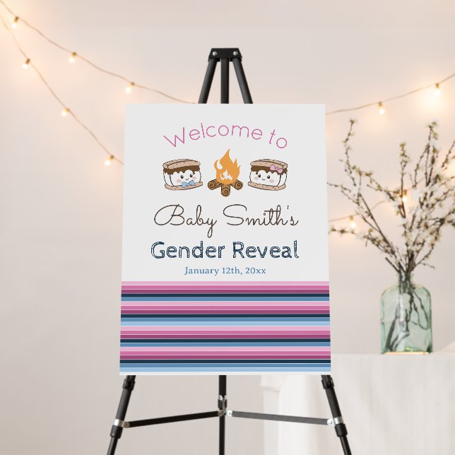 S'more gender reveal Welcome sign (In Situ (Stand))