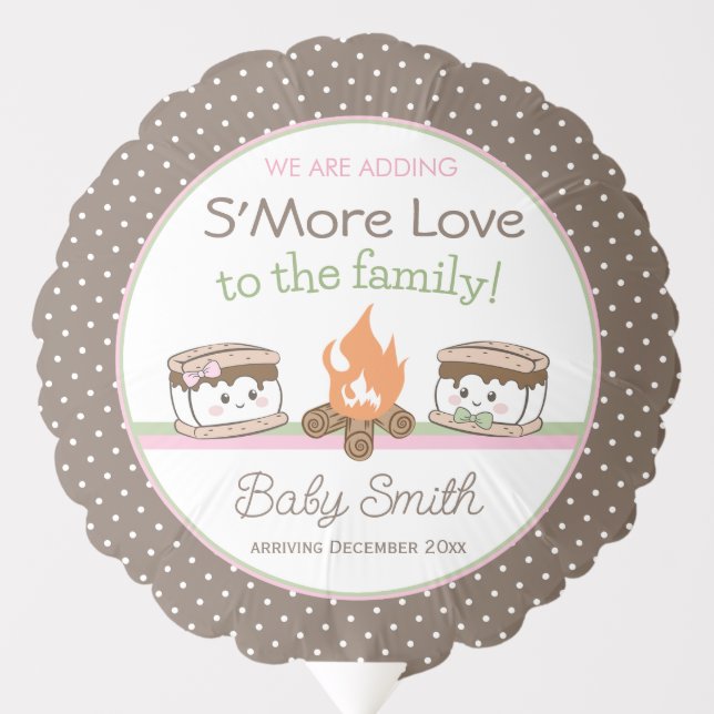 S'more Love baby shower gender reveal Balloon (Front)