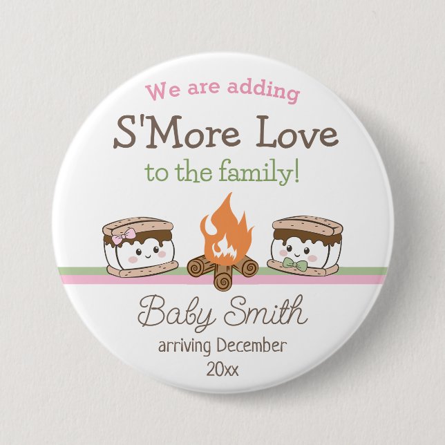 S'more Love baby shower gender reveal Button (Front)