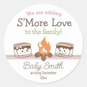 S'more Love baby shower gender reveal Classic Round Sticker