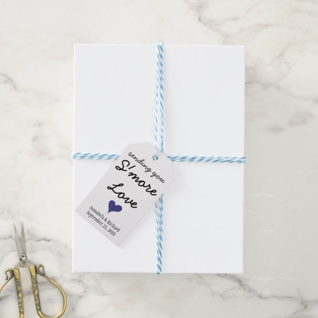 S'more Love Blue Heart Wedding Gift Tags