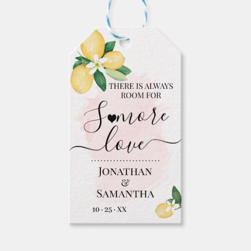 Smore Love Bridal Shower Wedding Lemon Pink Favor Gift Tags