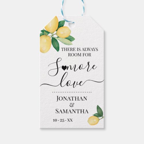 Smore Love Bridal Shower Wedding Lemons favor Gift Tags