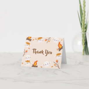 S'more Love Fall Rustic Camping Baby Shower Letterpress Thank You Card