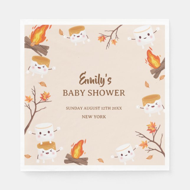 S'more Love Fall Rustic Camping Baby Shower  Napkins (Front)