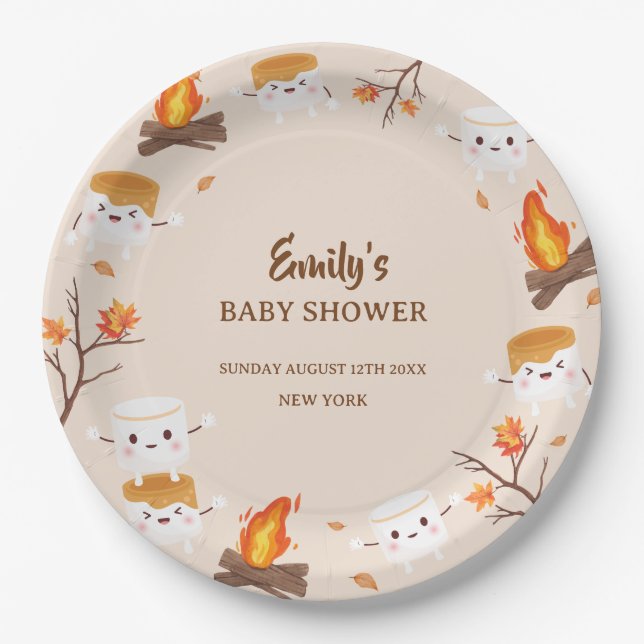 S'more Love Fall Rustic Camping Baby Shower  Paper Plates (Front)