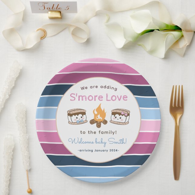 S'more Love gender reveal  Paper Plates (Wedding)