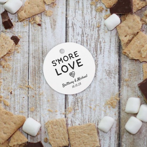 Smore Love Heart Black White Rustic Wedding Favor Tags