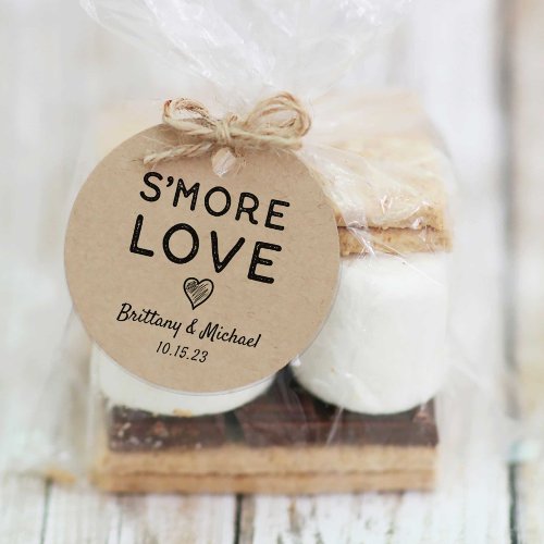 Smore Love Heart Kraft Rustic Wedding Favor Tags