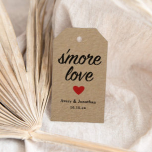 S'more Love Heart Kraft Wedding Favor Tags