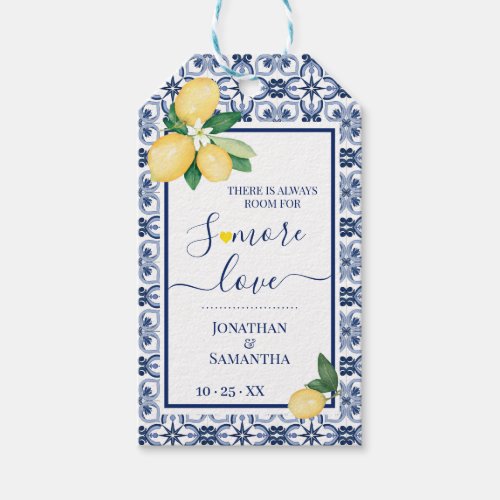 Smore Love Mediterranean Lemons Wedding Favor Gift Tags