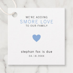 Smore Love Modern Blue Heart Boy Baby Shower Favor Tags
