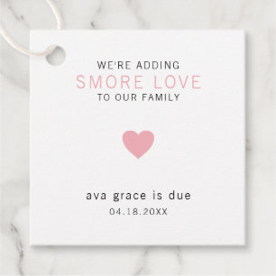 Smore Love Modern Pink Heart Girl Baby Shower Favor Tags