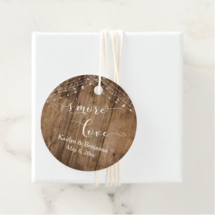"S'More Love" Rustic Wood & Light Strings Favor Tags