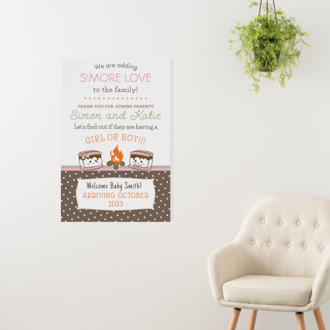 S'more Love themed baby gender reveal baby shower Foam Board (In Situ (Wall))