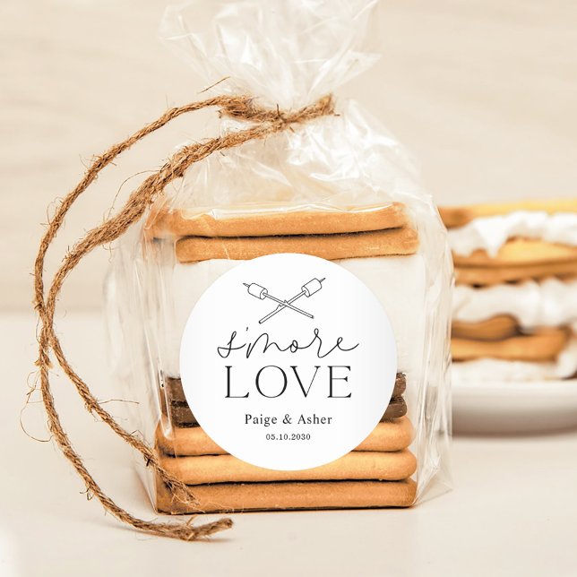 Smore Love Wedding Bridal Birthday Party Favors Classic Round Sticker (Creator Uploaded)