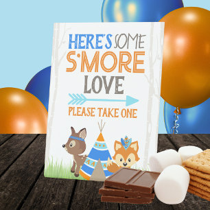 S'more Love Woodland Camper Party Pedestal Sign