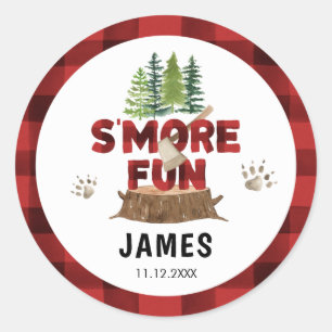 Smore Lumberjack Birthday Classic Round Sticker