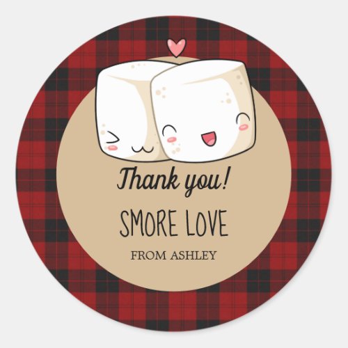 Smore Marshmallows Outdoor Birthday Party Favor Classic Round Sticker