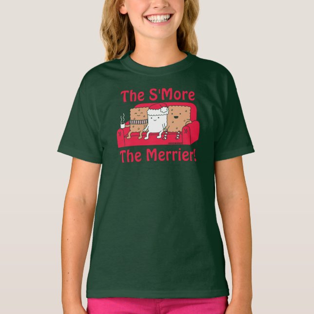 S'More Merrier Cute Kids Cartoon Christmas  T-Shirt (Front)
