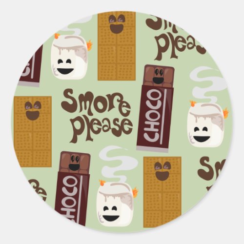 Smore Please Smore Ingredients Pattern Classic Round Sticker