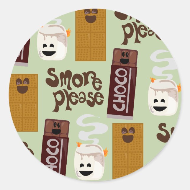 Smore Please Smore Ingredients Pattern Classic Round Sticker (Front)