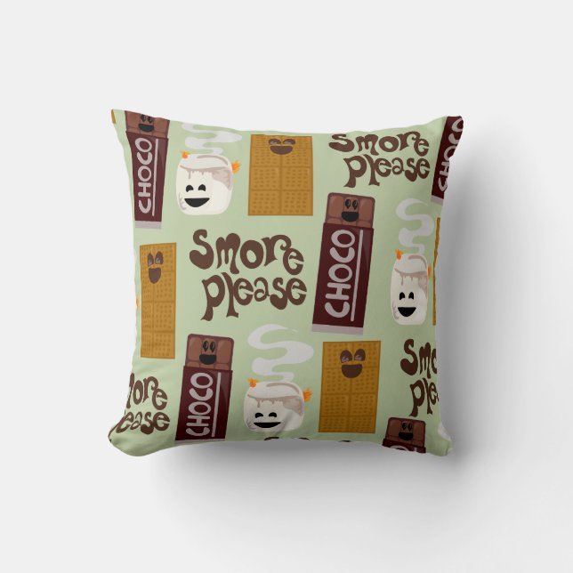 Smore Please Smore Ingredients Pattern Throw Pillow (Front)