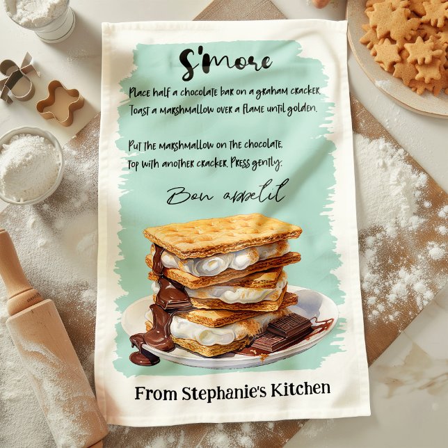 S'more Recipe Personalized Kitchen Towel (Creator Uploaded)